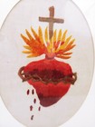 Vtg Sacred Heart Of Jesus Art Bleeding Wounded Heart Gothic Needlepoint 13x11