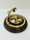 No Kaleidoscope Wind Up Music Box Rotating Wood Brass Dolphin Stained Glass