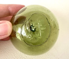 Antique Japanese Glass Fishing Float Kanji       Mark Rare Olive Green 2 63  Decor