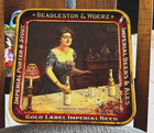 Rare Pre-prohibition Beadleston   Werz Beer - Brewing Co Metal Tray New York Ny