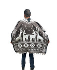 Mexican Poncho  deer  winter  Sarape   Reversible   Gaban   Heavy Poncho   Brown