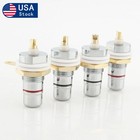 4x Rhodium Plated Rca Socket Female Panel Mount Plug Hifi Audio Terminal Chassis