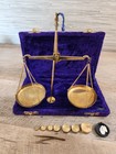 Brass Jewelers Metric Balance Scale W weights Portable Apothecary