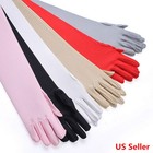 Women s Evening Party Formal Gloves  22  Long Black White Satin Finger Mittens