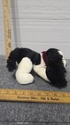 1990s Russ Berrie    huntly    Spaniel Puppy Dog W scarf Plush Black White 15  Tag
