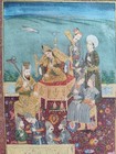 Antique Persian Painting Miniature Gilt Mughal Emporer  Queen  Prince  Throne