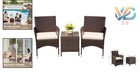 Brown Patio 3-piece Rattan Wicker Furniture Set With Table Outdoor Garden