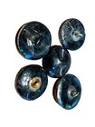 Lot Of 5 Antique Black Glass  Buttons  Assorted Birds iridescent Luster painted