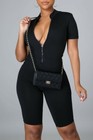 Women Sexy Bodycon Romper Short Sleeve Front Zipper Yoga Workout Biker Jumpsuit