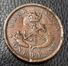1950 Bank Of Upper Canada One Penny Coin