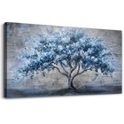 Keliyuan Canvas Wall Art For Living Room Bedroom 40l  X 20w  Abstract Blue Tree