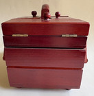 Singer Wood Accordion Sewing Box With Drawers And Thread Vintage