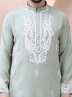 Whispering Vines     Dori Work Designer Kurta     Pastel Sage Green