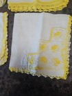 Vintage Hankies Handkerchiefs Lot Of 4 Yellow Lace Linen No Stains