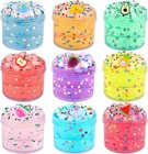 Jelly Cube Clear Slime Kit 9 Pack For Kids  Crunchy Slime  Stress Relief Toy    