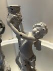 Vintage Set Of 2 Cast Iron Cherub Angel Candlestick Holder 11    Read