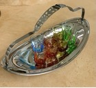 Vintage Chrome Dish With Handle Farberware Serving Tray Oval Shape Platter 13 