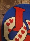 Vintage 60 70s Needlepoint Tennis Racket Cover  love  Red And Blue 15  X 10 