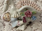 Vintage Nursery Porcelain Planter     Stork Carrying Baby