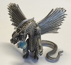 Vintage Rawcliffe Pewter Wrym Figure Sitting Sea Dragon Holding Crystal 21022
