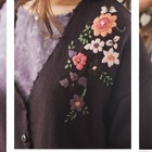 April Cornell Cardigan Size Large Plumberry Sweater Embroidered Cropped Floral