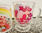 Care Bears Retro Vintage Art Glass Mug Cup Set Rainbow Bicycle Silver Buffalo