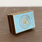 Vintage Pill Box Metal Barometer United States Enamel Gold Tone Map Traveler