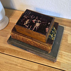 Vintage Rembrandt Night Watch Wooden Jewelry Trinket Box Divided Interior