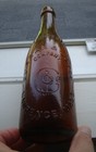 Antique Curran   Joyce Company- Lawrence  Mass  Amber Blob Top Beer Bottle