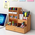 Wooden Pen Pencil Storage Holder Case Rack Organizer Office Desk Tidy Rack Shelf