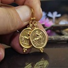 Omer 925 K Sterling Silver Centaur Coin Earrings Yellow Topaz 24k Gold Vermeil