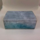 Dyed Blue Green Soapstone Trinket Box Marbled Stone Jewelry Box 4  X2 5  Vintage