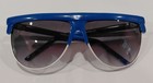 Vtg Bonneau Blue white Aviator-style Sunglasses Gradient Smoke-tinted Lenses Uni