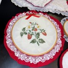 Handmade Kitchen Decor Set 12pc Red Strawberry Cottagecore Embroidery Lot