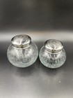 Pair Of Vtg Silver    Clear Cut Crystal Lidded Vanity dresser Jars