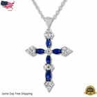 925 Sterling Silver Cz Color Cross Charm Pendant Necklace Chain Cross Necklace