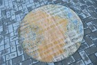 Turkish 3 9x3 9 Ft Round Rug  Vintage Rug  Yellow Ombr   Rug