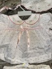 Vintage Baby Girl 4pc Dress Set 3-6m Bonnet Socks  Bloomers Floral White Dainty
