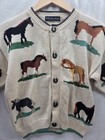 Christine Foley 1990 s Vintage Embroidered Kids Knit Horses Sweater Size-7 8