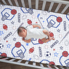 Lambs   Ivy Baby Sports 100  Cotton Fitted Crib Sheet - Football basketball