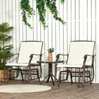 3 Piece Bistro Set With Outdoor Gliders  Glass Top Table  White