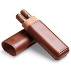 Cedar Wood Lined Brown Leather  2 Ct Sturdy Cigar Case Travel Holder New