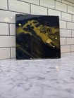 Handmade Glass Abstract Painting Black Gold Glossy Modern Medium