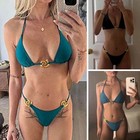 Womens Sexy Triangle Push Up Brazilian Bikini Ring Linked Swimwear Bathing Suits