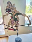 2 Indonesian Leather Shadow Puppets Wayang Kulit Handmade on Wood Stands