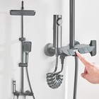 Gray Shower Faucet System Exposed Rainfall Shower Fixtures Set With Hand Shower
