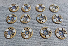 Lot Of 12 Antique Painted Pierced Metal Buttons 9 16  Flowers   Hearts