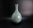 Antique vintage Korean Celadon  bud  Vase Cranes   Clouds Motif Ca  1910-1950s 