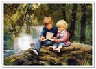 Lovely Children-flowers Of Life Pretty Girl   Boy Kids Art New Modern Postcard