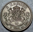 1898 Sweden Nice Silver  two Kronor  King Oscar Ii Extremely Low Mintage 141 391